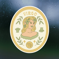 virgo zodiac sign sticker by get decaled. bumper sticker, car sticker, aries sticker, aries zodiac, zodiac signs, astrology signs, zodiac sign sticker, astrology sign sticker, decal shop, decal shop usa, best decals