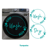 2Pc Die Cut Vinyl Washer & Dryer Decal Pack- Elegant Simple Flower Wreath Design
