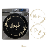 2Pc Die Cut Vinyl Washer & Dryer Decal Pack- Elegant Simple Flower Wreath Design