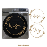 2Pc Die Cut Vinyl Washer & Dryer Decal Pack- Elegant Simple Flower Wreath Design