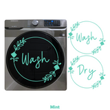 2Pc Die Cut Vinyl Washer & Dryer Decal Pack- Elegant Simple Flower Wreath Design
