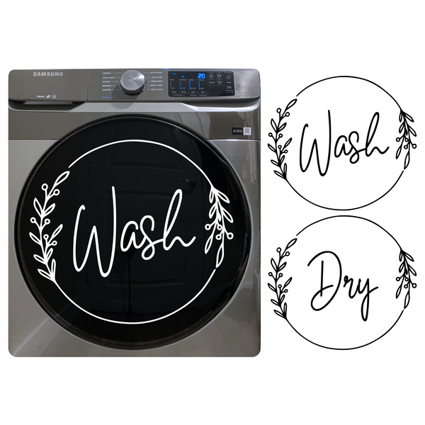 2 PC Die Cut Vinyl Boho Simple Line Art Washer And Dryer Decal Pack