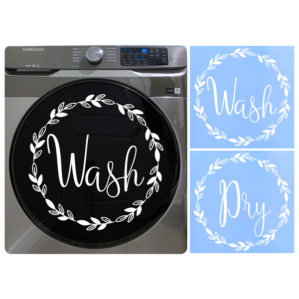 Die Cut Vinyl Washer & Dryer Leaf Wreath Decal Pack