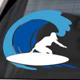 Die Cut Vinyl Surfer Catching A Wave Decal - Vehicle / Window Decal - Get Decaled