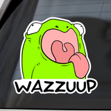 Funny "Wazzup" Frog Sticker for Cars, Trucks, Mugs, Glass & More - Get Decaled