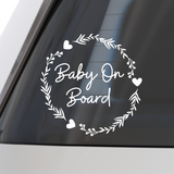 Die Cut Vinyl Line Art Heart Wreath Kid / Baby  On Board Decal - Get Decaled