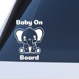 Die Cut Vinyl Elephant Baby On Board Decal - Waterproof Vehicle / Window Decal