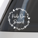 Die Cut Vinyl Line Art Heart Wreath Kid / Baby  On Board Decal - Get Decaled