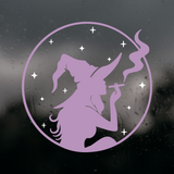 Die Cut Vinyl Smoking Witch Decal