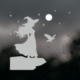 Die Cut Vinyl Witch Standing On A Cliff Decal