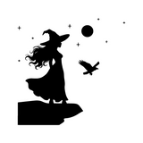 Die Cut Vinyl Witch Standing On A Cliff Decal
