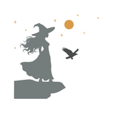 Die Cut Vinyl Witch Standing On A Cliff Decal