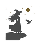 Die Cut Vinyl Witch Standing On A Cliff Decal
