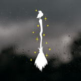 Die Cut Vinyl Witchen Broom With Perched Crow Decal