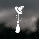 Die Cut Vinyl Witches Broom Decal - Vehicle / Window Decal