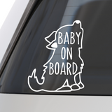 Die Cut Vinyl Baby Wolf "Baby On Board" Decal - Car Decal, Truck Decal, Laptop Decal