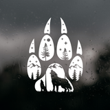 Die Cut Vinyl Custom Wolf Paw Outdoor Scene Decal - Vehicle / Camper / Window Decal