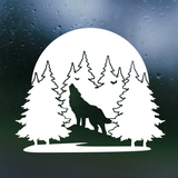 Dye Cut Vinyl Howling Wolf In Forest Decal