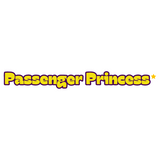 Text 'Passenger Princess' in yellow with a purple outline on a white background