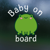 baby on board, baby on board frog decal, frog decals, baby in car decal, baby on board sticker, dye cut vinyl baby on board decal