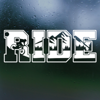 Custom Die Cut Vinyl Mountain Biker Decal "RIDE" - Sticker Decal