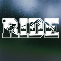 Custom Dye Cut Vinyl Mountain Biker Decal "RIDE"