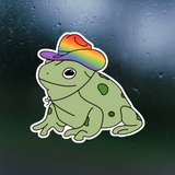 pride frog sticker by get decaled. car sticker, truck sticker, bumper sticker, frog sticker, toad sticker, laptop sticker, mug sticker, frog lover, froggy sticker, frog mug sticker, decal shop, best decals, stickers, pride sticker.