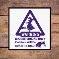 Broom Parking Only Funny Halloween Decal