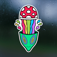 Trippy Alien Sticker for Car, Mug, Laptop, Mirror, Glass & More
