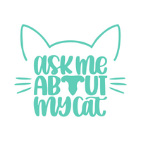 ask me about my cat funny cat lover decal by get decaled. funny cat decal, cat decal, cat lover decal, cat mom decal, decal, car decal, truck decal, home decor decal, diy decal, decals, vinyl decal, best decals, decal shop usa, decal shop canada, get decaled