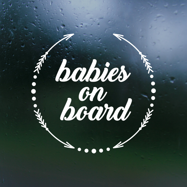 Dye Cut Vinyl Babies On Board Arrow Wreath Decal