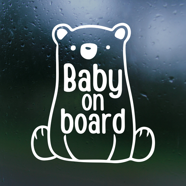 5x Cute Koala Bear 'Baby On Board' Car Window Die-Cut Vinyl Decals - Glossy White - Made In USA