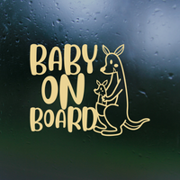Baby on board decal, decals, car decals, truck decals, baby on board sign, baby in car sign, decal shop, get decaled, custom decals, kangaroo on board decal