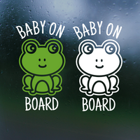 baby on board decal, baby on board decals, baby on board sticker, dye cut vinyl baby on board decal, get decaled, vinyl stickers, dye cut vinyl baby on board decal, decal shop, baby on board frog decal
