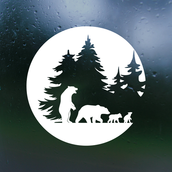 bear decal, camping decal, camper decal, bear scene decal, bear family decal, get decaled, decal shop