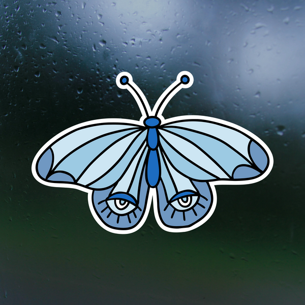 blue butterfly sticker for cars, laptop, mug, glass, mirror and more by get decaled. bumper sticker, car sticker, mug sticker, window sticker, glass sticker, mirror sticker, retro sticker, get decaled, decal shop usa, decal shop canada, best decals.