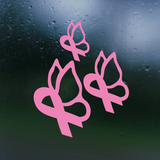 Breast Cancer Awareness Ribbon Butterfly Decal Set