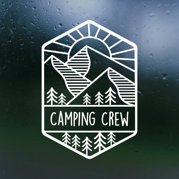 camper decal, camping crew decal, camping crew truck decal, camping crew trailer decal, camper decal, rv decal, decals, decal, get decaled, decal shop