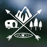 decal for camper, camping cross decal, mountain decal, kyak decals, camping theme decal, rv decal, motor home decal, get decaled