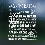 camping decal, camping sticker, camping rules decal, funny camping rules decal, camper decal, camping rules camper decal, rv decals, mororhome decals, tent trailer decals, get decaled, decal, decals