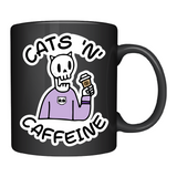 Funny Cats & Caffeine Sticker for Car, Mug, Laptop, Mirror and More