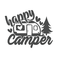 happy camper decal, camper decal, decals, sticker, custom sticker, get decaled, dye cut camper, decal shop, decal shop canada, decal shop usa