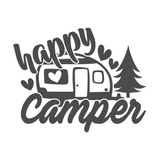 happy camper decal, camper decal, decals, sticker, custom sticker, get decaled, dye cut camper, decal shop, decal shop canada, decal shop usa