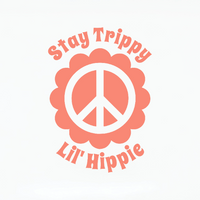 stay trippy lil hippy decal, hippie decal, funny hippie decal, hippie car decal, hippie truck decal, peace flower decal, peace flower car decal, vinyl car decal, dye cut vinyl decals, get decaled