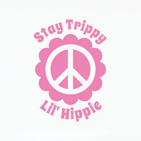 stay trippy lil hippy decal, hippie decal, funny hippie decal, hippie car decal, hippie truck decal, peace flower decal, peace flower car decal, vinyl car decal, dye cut vinyl decals, get decaled