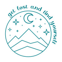 camper decal, camping decal, truck decal, car decal, get lost find yourself decal, line art mountain decal, get decaled, decal shop