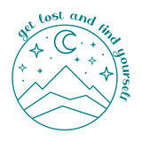 camper decal, camping decal, truck decal, car decal, get lost find yourself decal, line art mountain decal, get decaled, decal shop