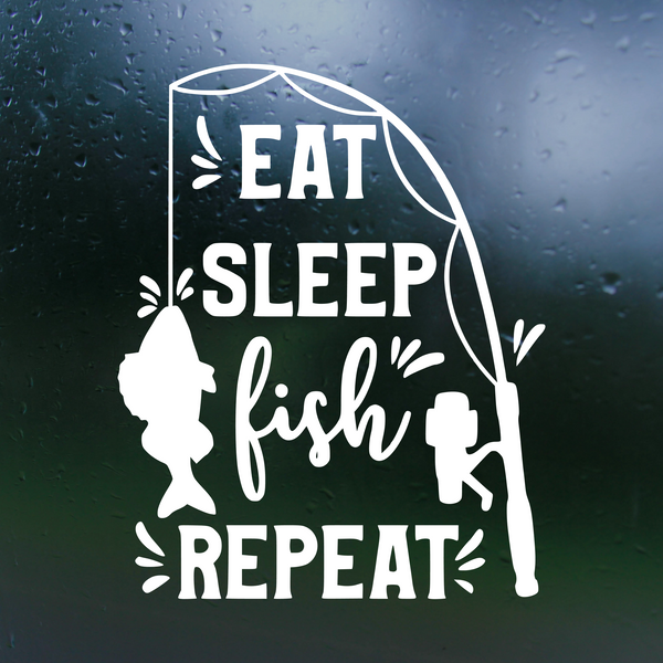 fishing decal, fishing car decal, fishing car decals , fishing truck decal, fishing sticker, funny decals, decal, decals, decal shop, decal shop canada, get decaled, fish car decal, fish truck decal, eat sleep fish repeat decal