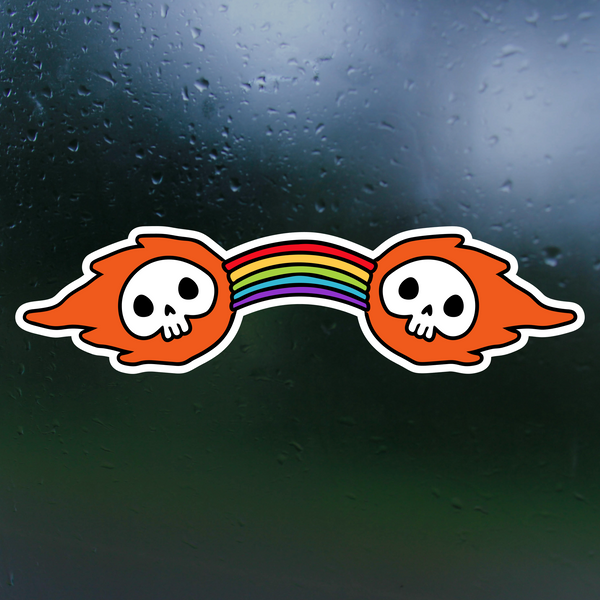 Flammin' Skull Rainbow Sticker for Car, Laptop, Mirror & More