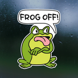 funny frog off frog sticker by get decaled. car sticker, truck sticker, bumper sticker, frog sticker, toad sticker, laptop sticker, mug sticker, frog lover, froggy sticker, frog mug sticker, decal shop, best decals, stickers.